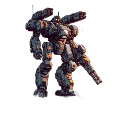 robot, weapon, concept art, 3d render transparent PNG cut-out