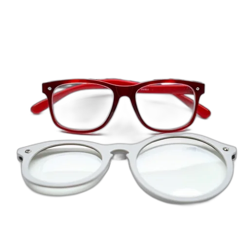 3d render, pair, red-framed, glasses transparent PNG cut-out