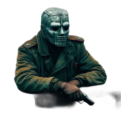 mask, jacket, weapon, face transparent PNG cut-out