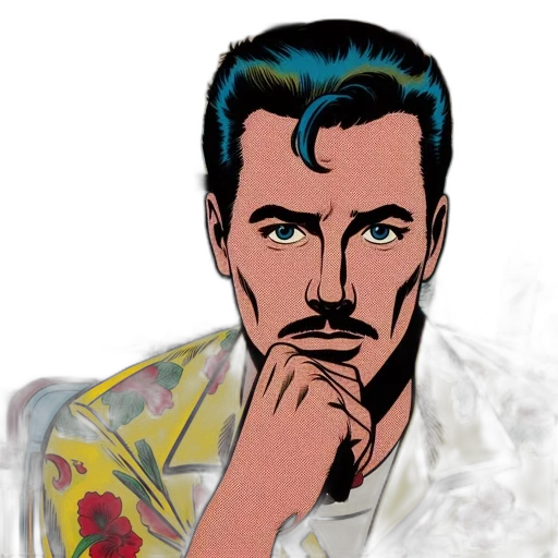 face, comic book art, cartoon, photorealistic transparent PNG cut-out
