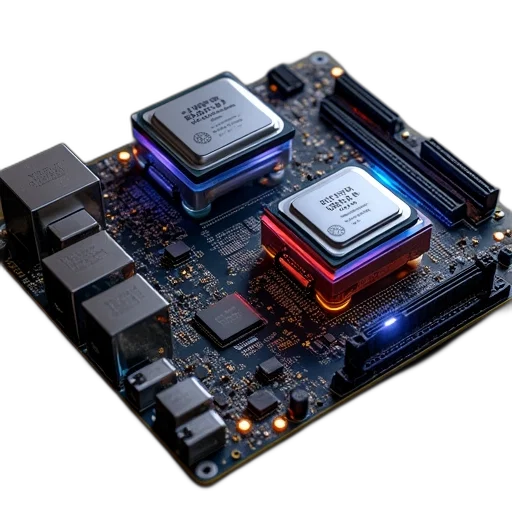 crown, robot, 3d render, motherboard transparent PNG cut-out