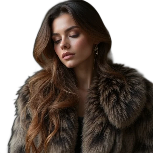 jacket, jewelry, hair, face transparent PNG cut-out