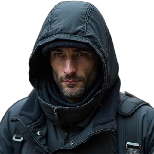 jacket, umbrella, face, hat transparent PNG cut-out