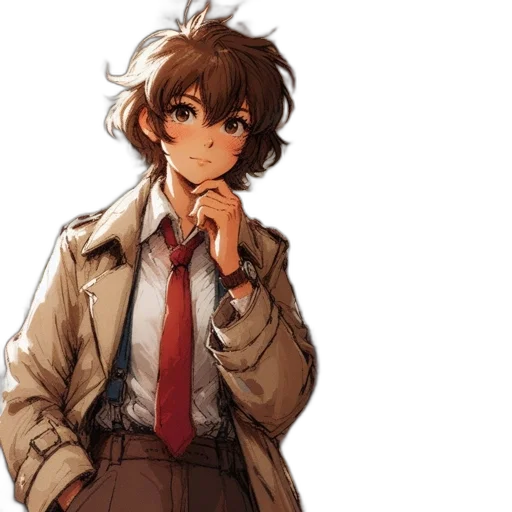 jacket, staff, face, anime transparent PNG cut-out