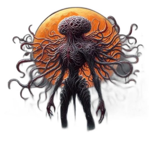 creature, hair, staff, mask transparent PNG cut-out