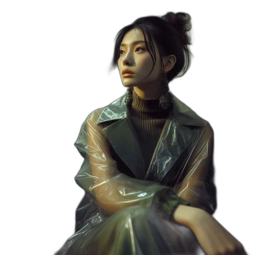 dress, jacket, face, concept art transparent PNG cut-out
