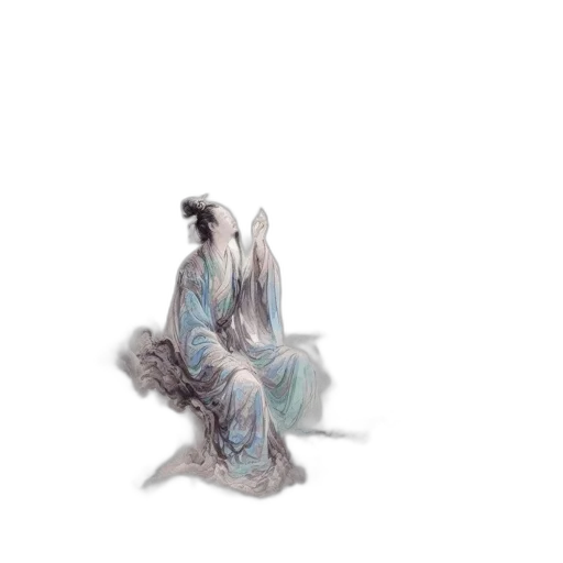 dress, dragon, hair, staff transparent PNG cut-out