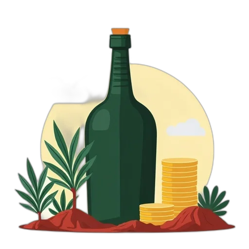 bottle, 3d render, concept art, earth tones transparent PNG cut-out