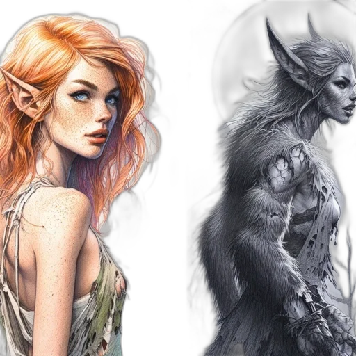 fantasy art, concept art, comic book art, watercolor transparent PNG cut-out