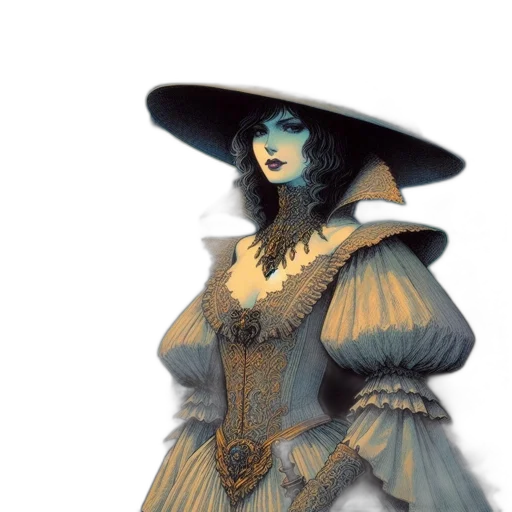 dress, hat, mask, fantasy art transparent PNG cut-out