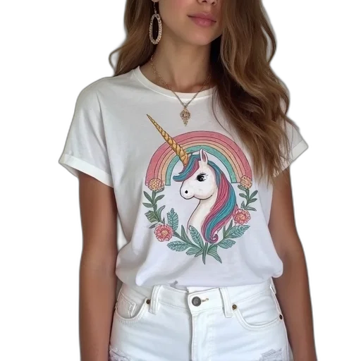 cartoon, unicorn, printed, shirt transparent PNG cut-out