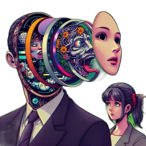 robot, mask, face, cyberpunk transparent PNG cut-out