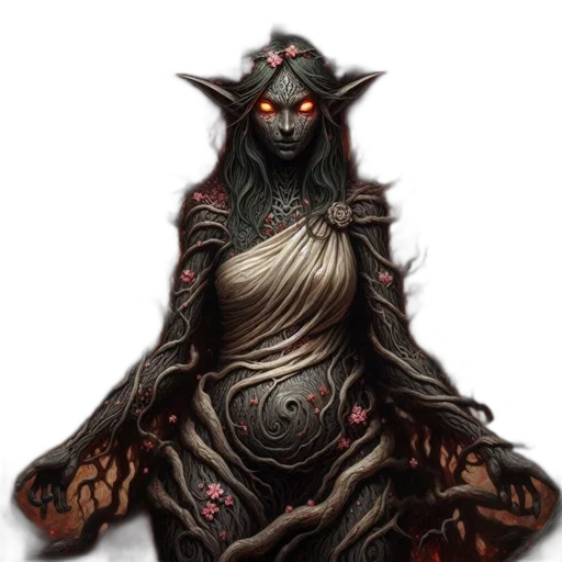 creature, dress, staff, face transparent PNG cut-out