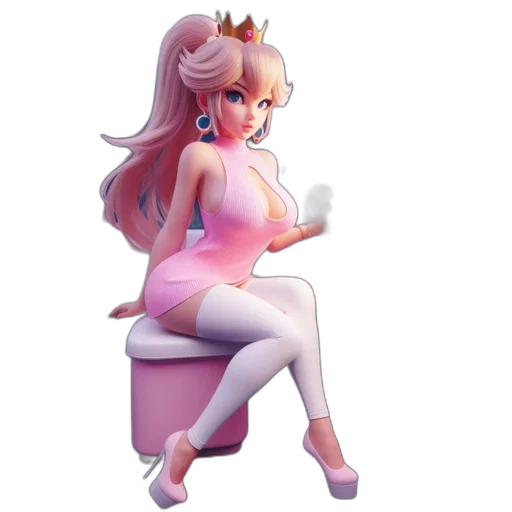 dress, staff, crown, 3d render transparent PNG cut-out