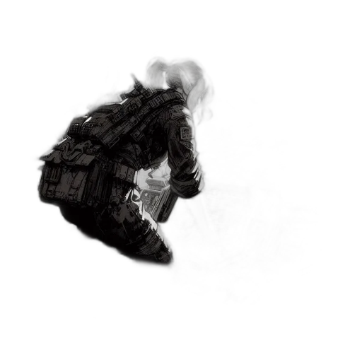 jacket, mask, robot, weapon transparent PNG cut-out