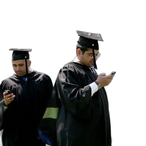two, men, graduation, gowns transparent PNG cut-out