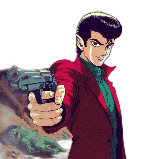 weapon, jacket, comic book art, anime transparent PNG cut-out