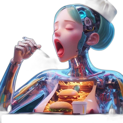 robot, food, concept art, cyberpunk transparent PNG cut-out