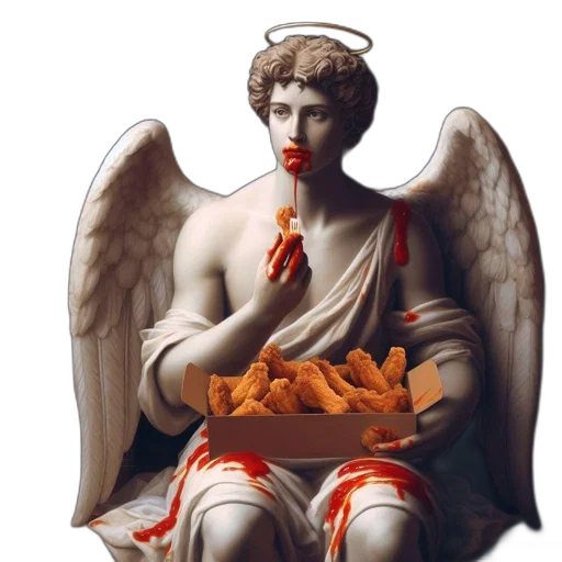 food, photorealistic, vaporwave, 3d render transparent PNG cut-out