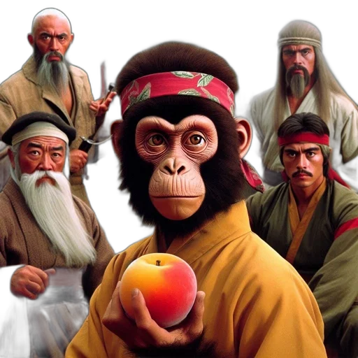 concept art, photorealistic, chimpanzee, yellow transparent PNG cut-out