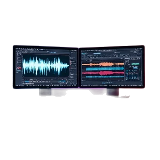 two, screens, sound, processing transparent PNG cut-out