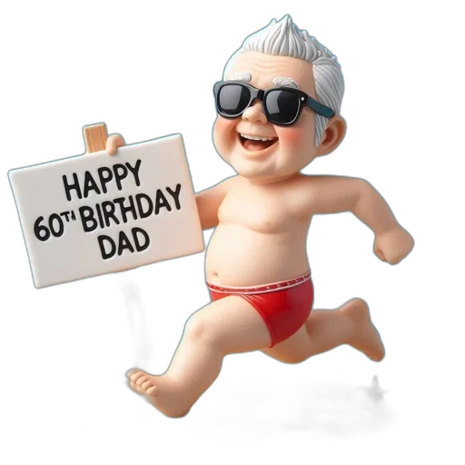 3d render, animated, grandfather, character transparent PNG cut-out