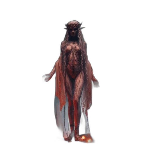 creature, dress, staff, mask transparent PNG cut-out