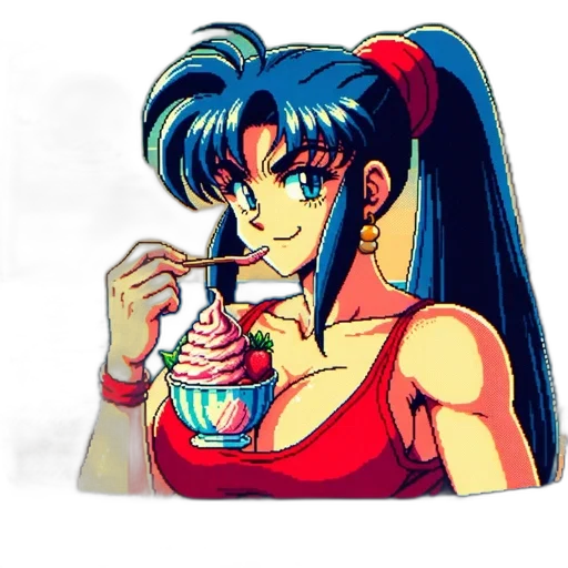food, vaporwave, pixel art, cyberpunk transparent PNG cut-out