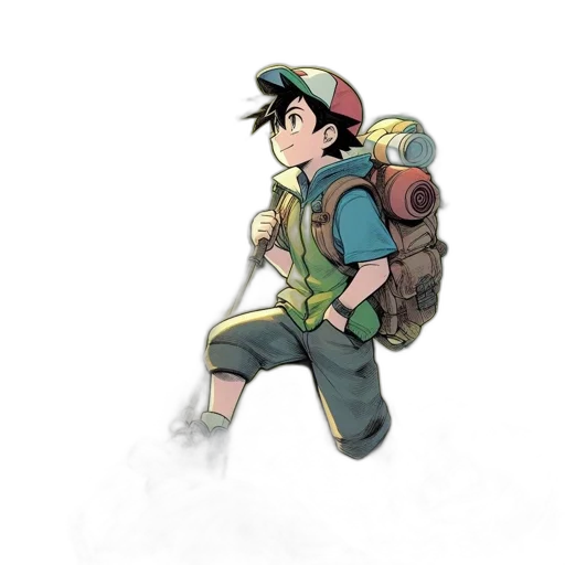 jacket, hat, staff, weapon transparent PNG cut-out