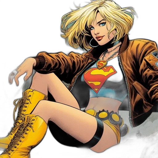 comic book art, concept art, cartoon, supergirl transparent PNG cut-out
