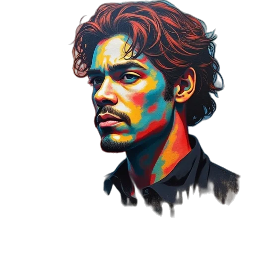 face, jacket, photorealistic, watercolor transparent PNG cut-out