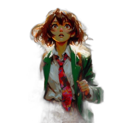 jacket, face, creature, staff transparent PNG cut-out