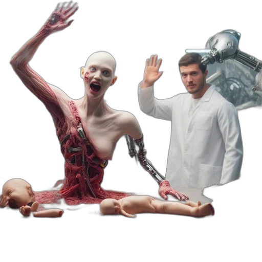 creature, robot, concept art, 3d render transparent PNG cut-out