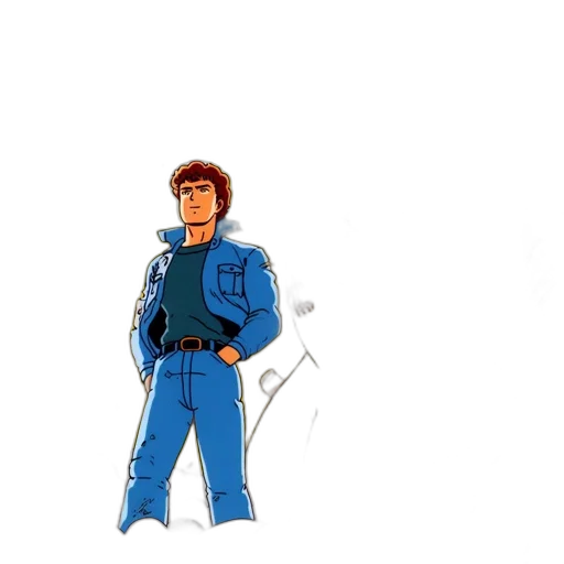 jacket, robot, staff, weapon transparent PNG cut-out
