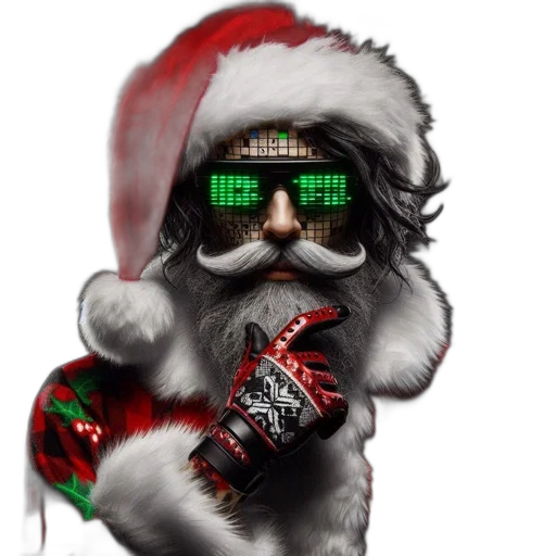 pixel art, cyberpunk, santa, claus transparent PNG cut-out