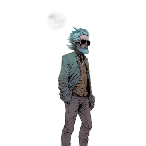 jacket, mask, creature, staff transparent PNG cut-out