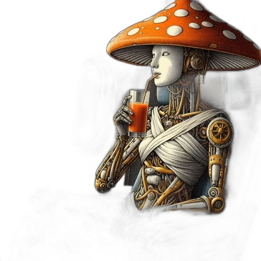 robot, staff, hat, jewelry transparent PNG cut-out