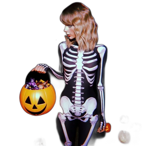 cartoon, concept art, woman, skeleton transparent PNG cut-out