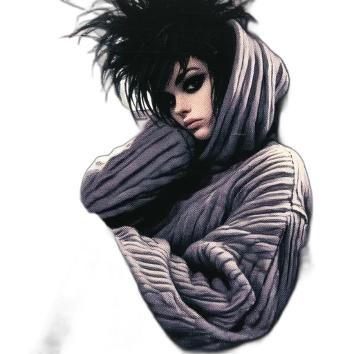 jacket, hair, mask, creature transparent PNG cut-out