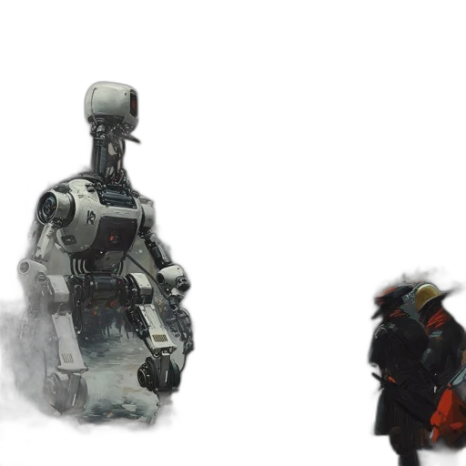 robot, concept art, 3d render, cyberpunk transparent PNG cut-out