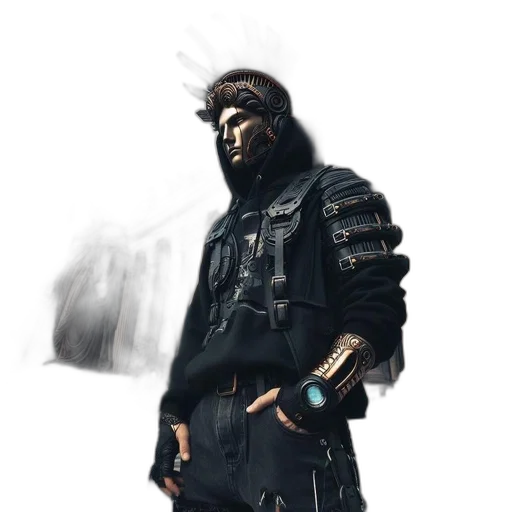 jacket, mask, weapon, sword transparent PNG cut-out