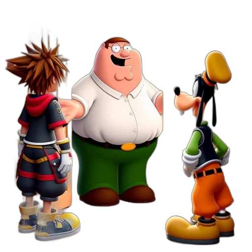 concept art, 3d render, cartoon, three transparent PNG cut-out