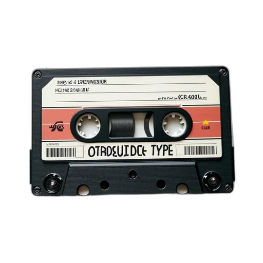 vintage, cassette, tape, white transparent PNG cut-out