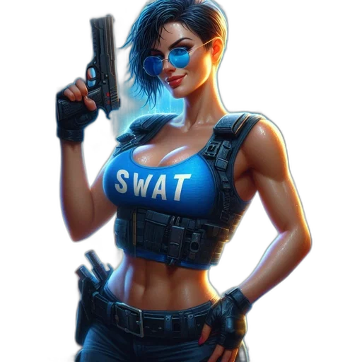 weapon, jacket, staff, face transparent PNG cut-out