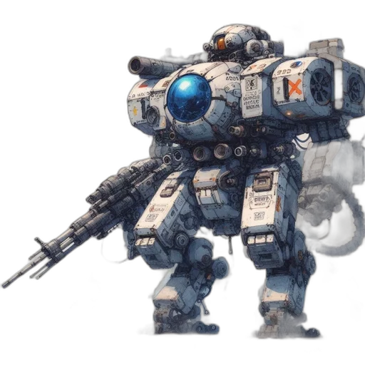 robot, weapon, concept art, 3d render transparent PNG cut-out