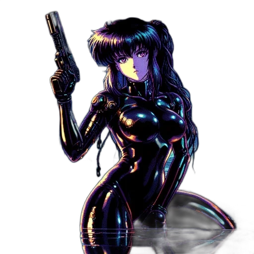 robot, weapon, cyberpunk, comic book art transparent PNG cut-out