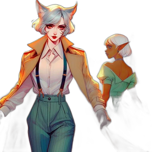 jacket, staff, concept art, fantasy art transparent PNG cut-out
