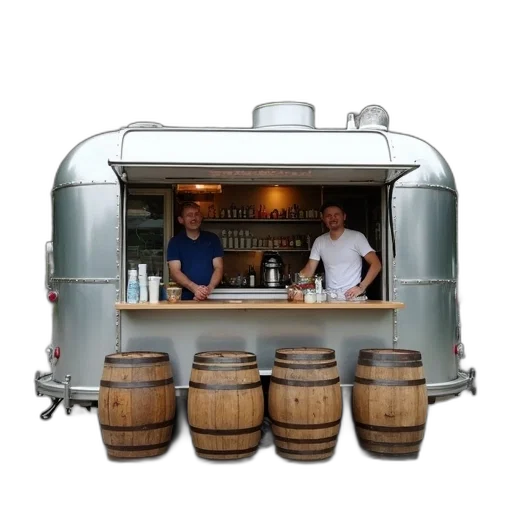 3d render, silver, food, truck transparent PNG cut-out