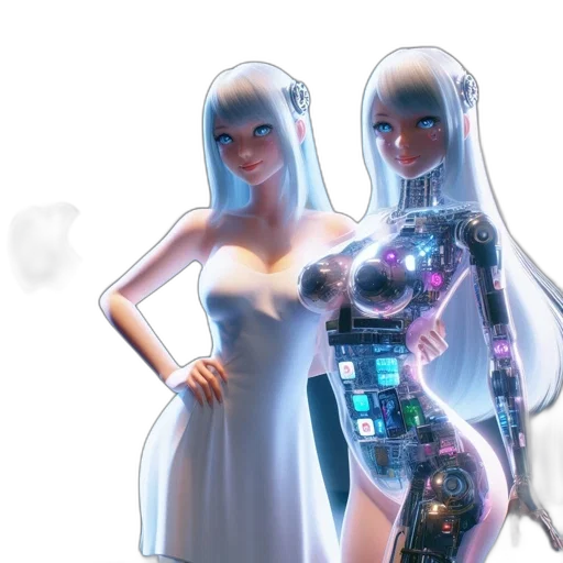 robot, dress, concept art, 3d render transparent PNG cut-out