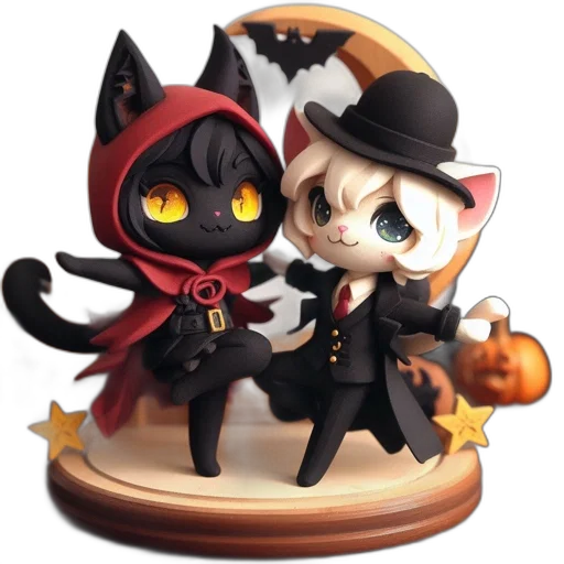 concept art, 3d render, two, halloween-themed transparent PNG cut-out